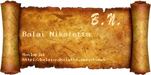 Balai Nikoletta névjegykártya